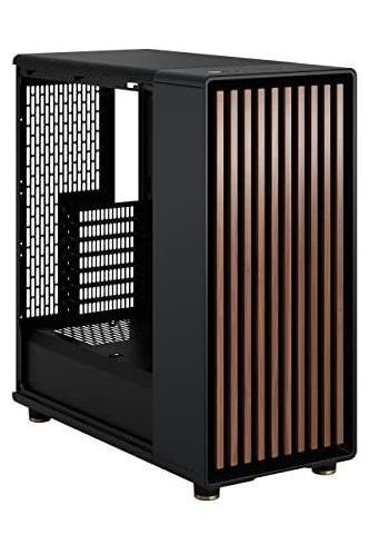 Fractal Design North Charcoal Black Tempered Glass Dark - Genuine Walnut Wood Front - Glass Side Panel - Tower PC Gaming Case
