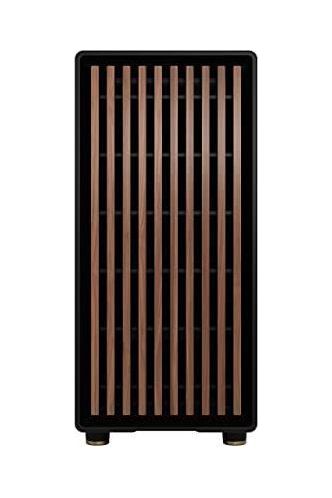 Fractal Design North Charcoal Black Tempered Glass Dark - Genuine Walnut Wood Front - Glass Side Panel - Tower PC Gaming Case