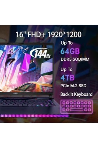 MSI GE68HX Raider Gaming Laptop, GeForce RTX 4070, 16" FHD+ 144Hz Display, 14th Gen Intel Core i9-14900HX(up to 5.8GHz,24-Core) 64GB DDR5 RAM, 1TB SSD