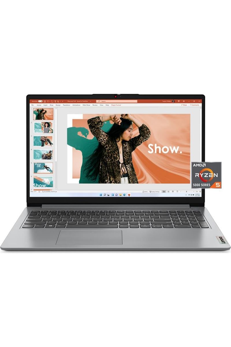 Lenovo IdeaPad 1 Laptop, 15.6” FHD Display, AMD Ryzen 5 5500U, 8GB RAM, 512GB SSD