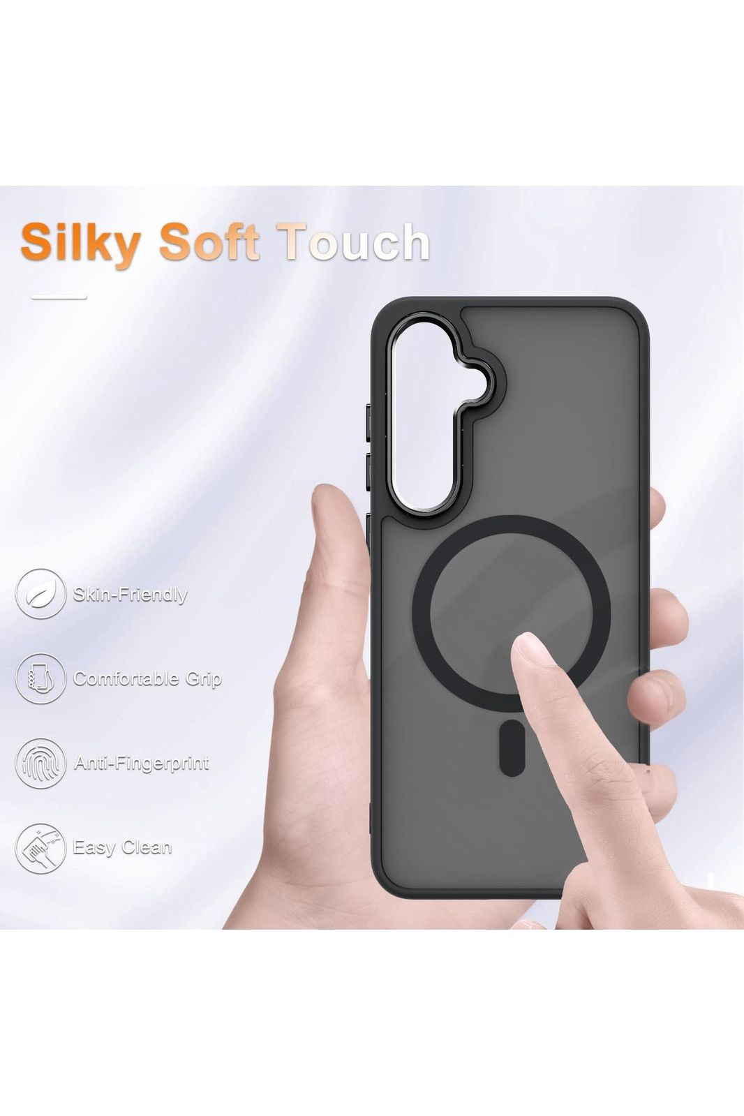 Samsung Galaxy S24 FE Case, Matte Magnetic Phone Case Black