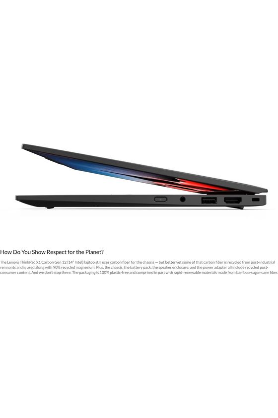 Lenovo Gen 12 ThinkPad X1 Carbon Laptop with Intel Ultra 7 165U vPro Processor, 14" WUXGA 100% sRGB Touchscreen, 32GB 6400MHz RAM, 1TB Gen4 Performance SSD