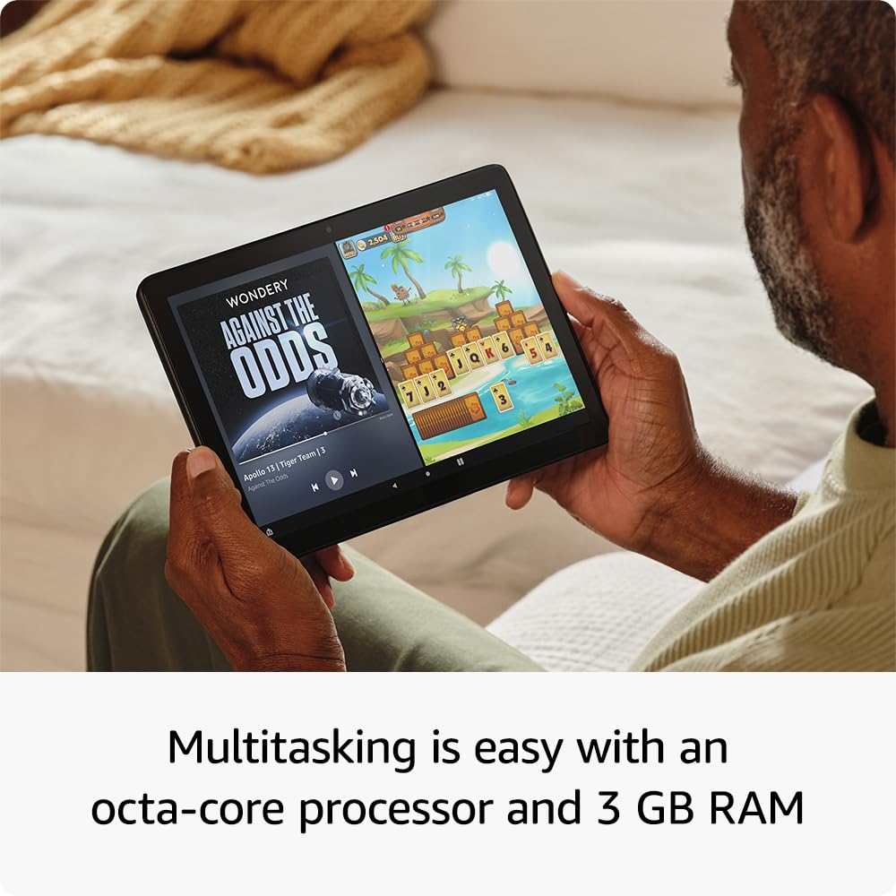 Amazon Fire HD 10 tablet, 10.1" vibrant Full HD screen, octa-core processor, 3 GB RAM, 32 GB, Black