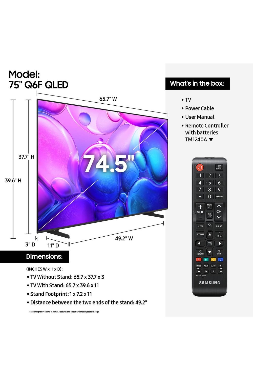 Samsung 75-Inch Class QLED Q6F Series Smart TV