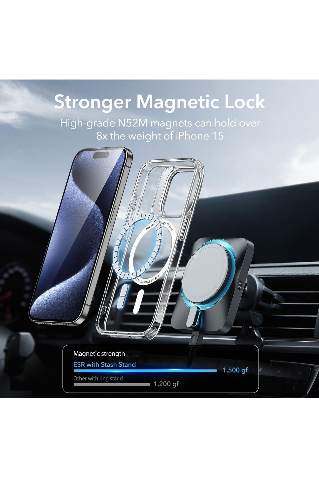 iPhone 15 Pro | Compatible with MagSafe, Military-Grade Protective Case, Built-in Stash Stand Phone Case, Scratch-Resistant Back Cover
