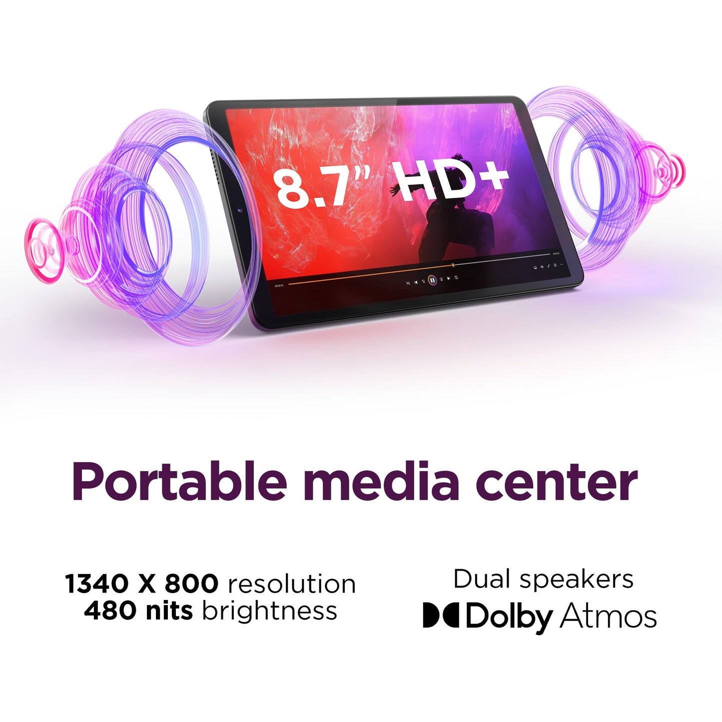 Lenovo Tab One - Lightweight Tablet - 8.7" HD Display - 4 GB Memory - 64 GB Storage - MediaTek Helio G85 - Includes Folio Case