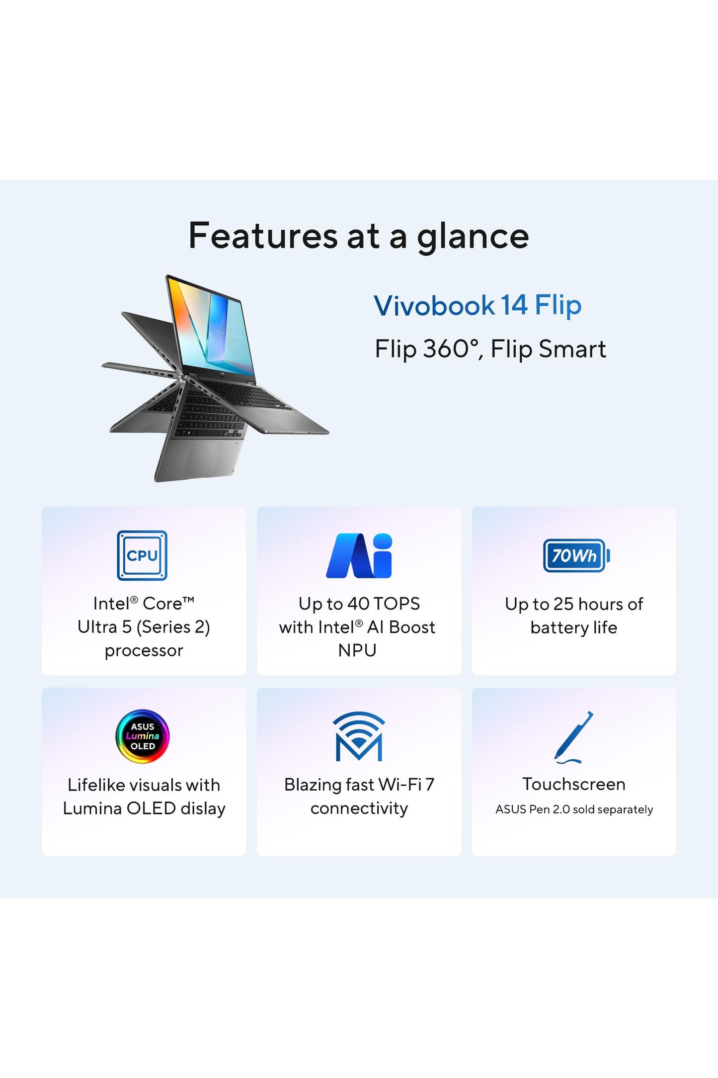 ASUS Vivobook 14 Flip Laptop, 16GB RAM, 512GB SSD, Matte Gray