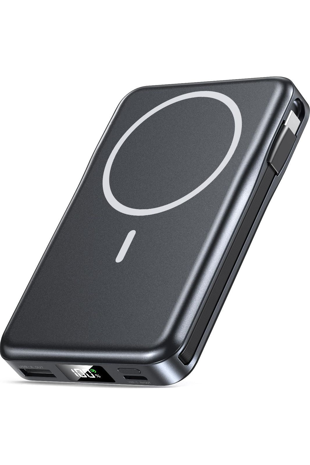 Magnetic Portable Charger, 10000mAh Power Bank, 5 in 1 Portable Charger with Built in Cable, 20W Fast Charging for Magsafe Battery Pack Compatible with iPhone 16/15/14/13 Pro/Pro Max, Samsung Series