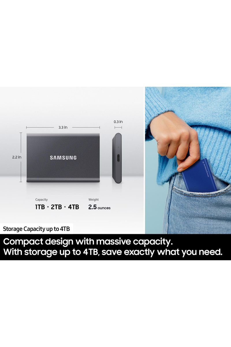 Samsung T7 Portable SSD, 2TB External Solid State Drive