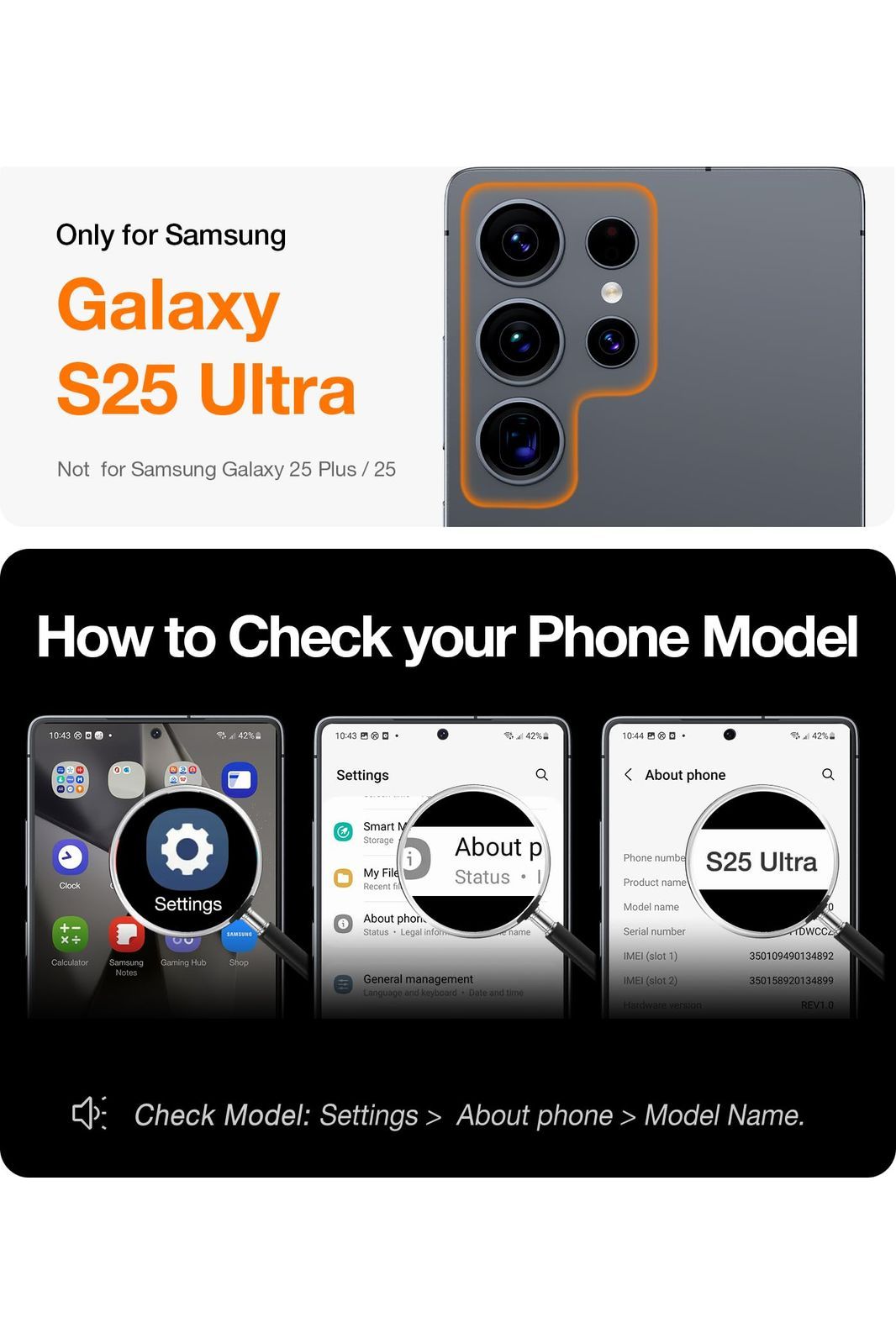 Samsung Galaxy S25 Ultra Case, Fit for MagSafe, Mil-Grade Drop Protection, Kickstand Back/Black Edge