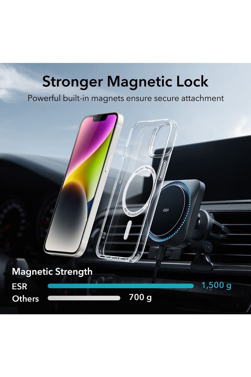 iPhone 14/iPhone 13, Compatible with MagSafe, Classic Hybrid Magnetic, Military Standard, Drop Protection, Scratch-Resistant Back, Clear