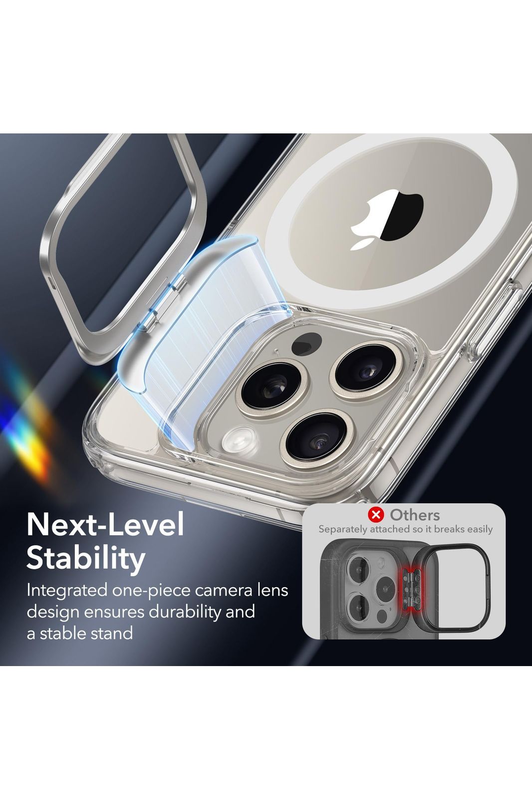 iPhone 15 Pro | Compatible with MagSafe, Military-Grade Protective Case, Built-in Stash Stand Phone Case, Scratch-Resistant Back Cover