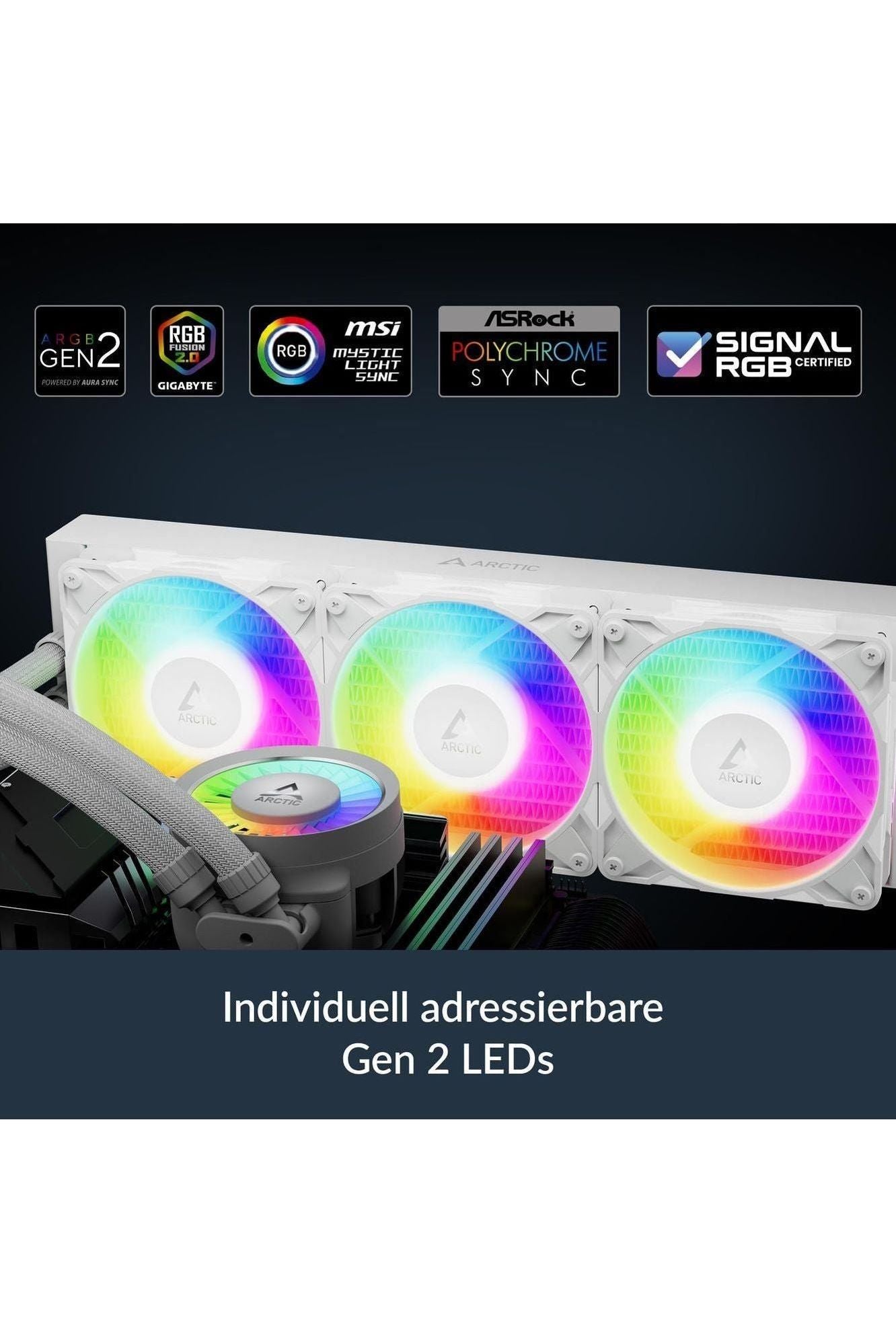 ARCTIC Liquid Freezer III Pro 360 A-RGB (White) - AIO CPU Cooler, 3 x 120 mm Water Cooling, 38 mm Radiator, PWM Pump, VRM Fan, AMD AM5/AM4, Intel LGA1851/1700 Contact Frame - White
