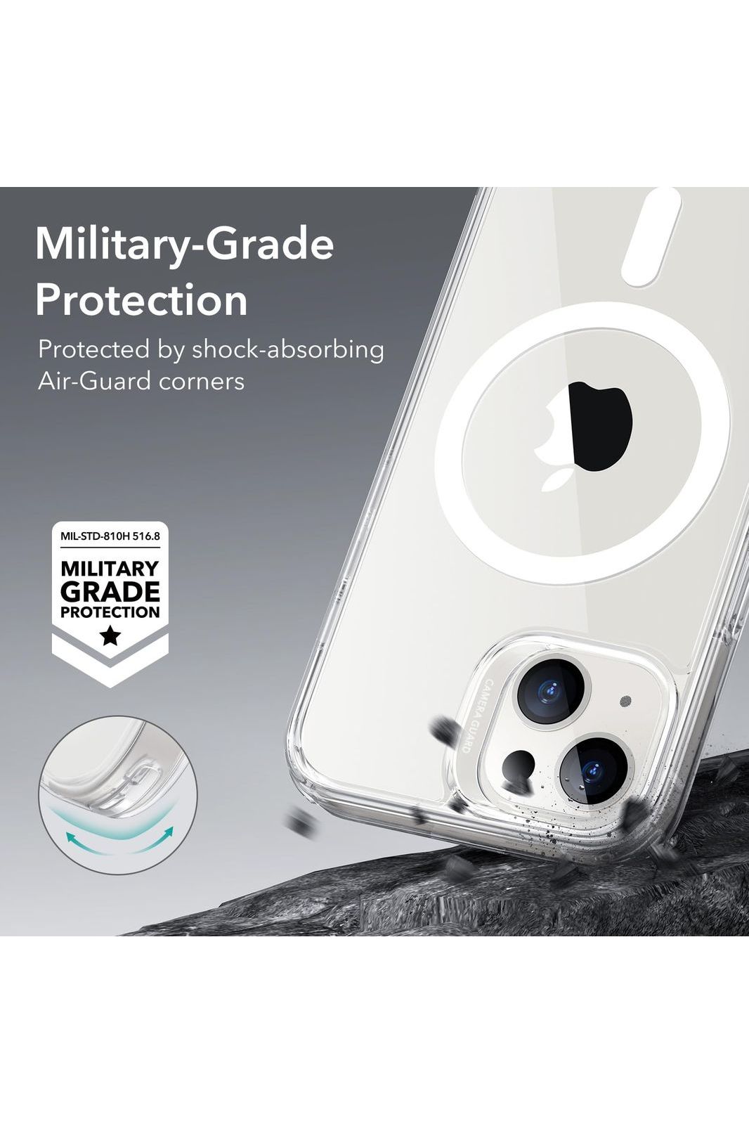 iPhone 14/iPhone 13, Compatible with MagSafe, Classic Hybrid Magnetic, Military Standard, Drop Protection, Scratch-Resistant Back, Clear