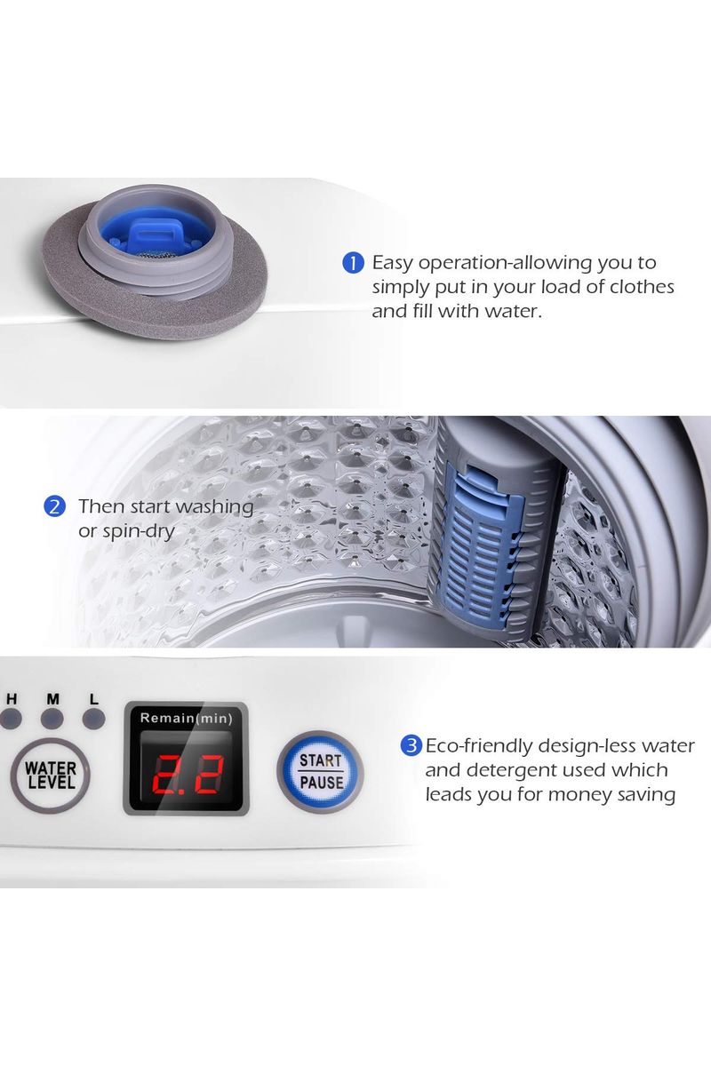 Giantex Portable Washing Machine, Full Automatic Washer and Dryer Combo, with Built-in Pump Drain 8 LBS Capacity Compact Laundry Washer Spin Dryer for Apartment RV Dorm