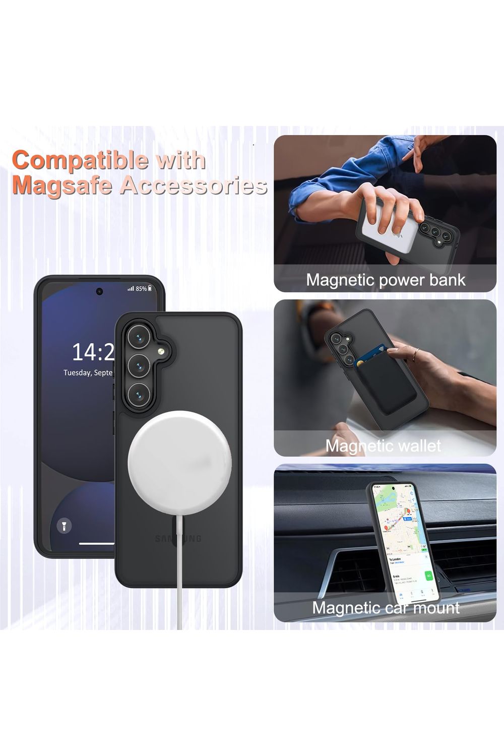 Samsung Galaxy S24 FE Case, Matte Magnetic Phone Case Black