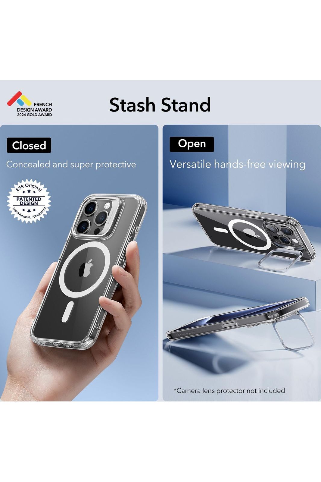 iPhone 15 Pro | Compatible with MagSafe, Military-Grade Protective Case, Built-in Stash Stand Phone Case, Scratch-Resistant Back Cover