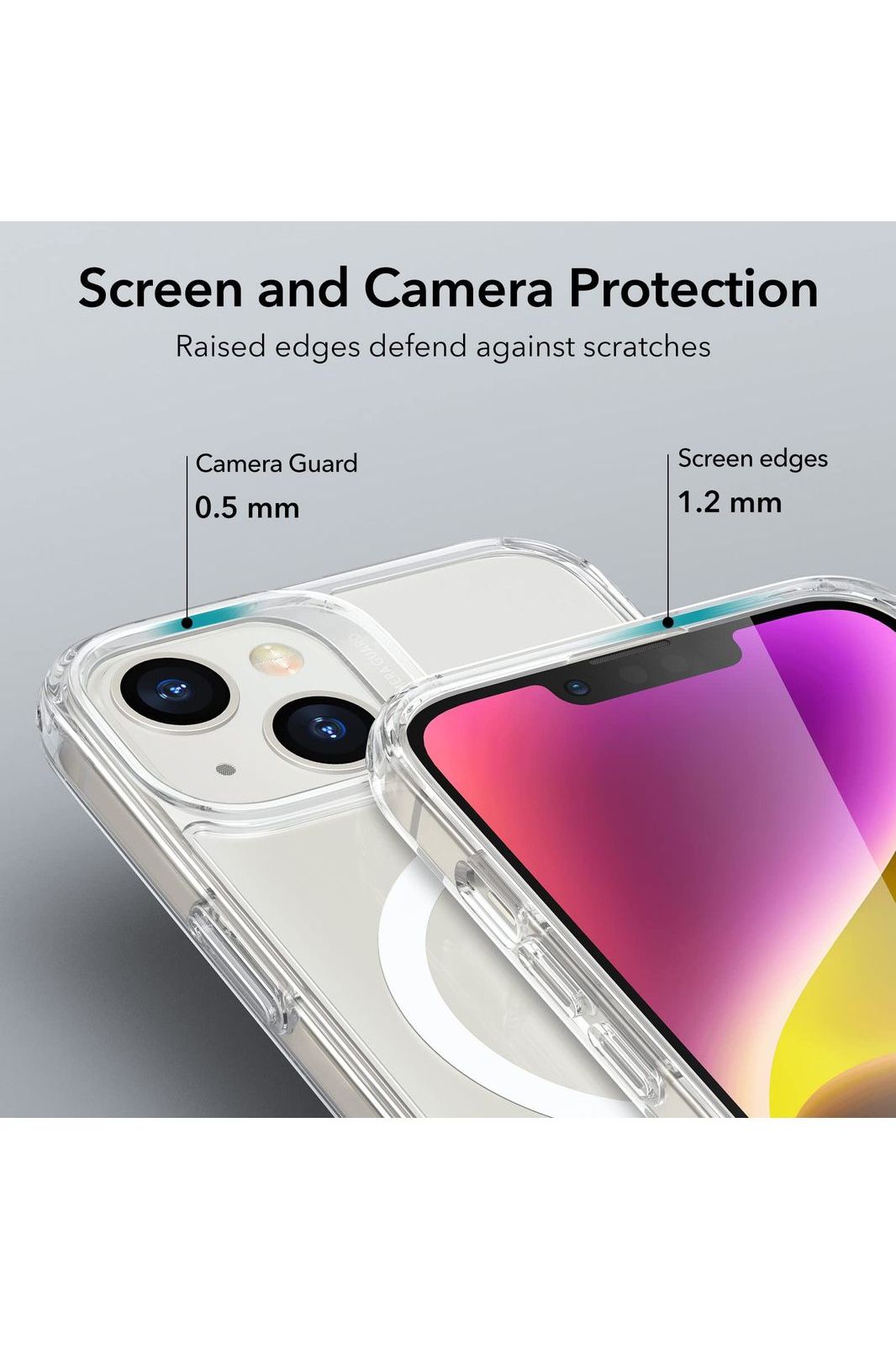iPhone 14/iPhone 13, Compatible with MagSafe, Classic Hybrid Magnetic, Military Standard, Drop Protection, Scratch-Resistant Back, Clear
