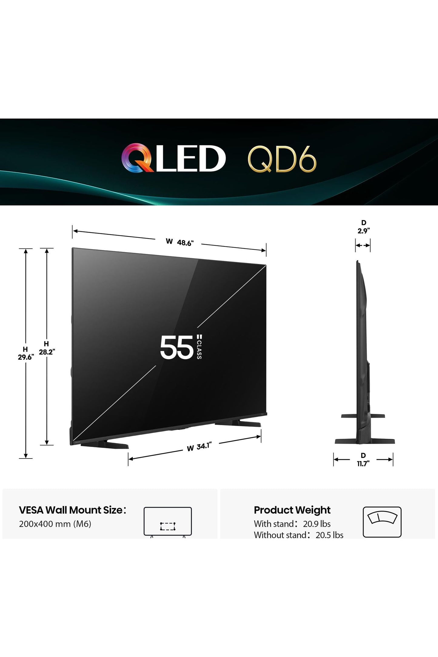 Hisense 55" Class QD6 Series (55QD6QF, 2025 Model)
