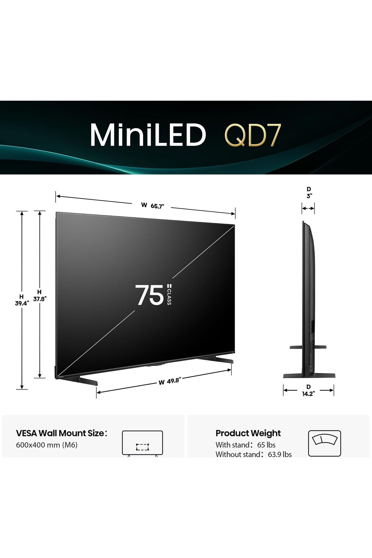 Hisense 75" Class QD7 Series Mini-LED 4K UHD Smart Fire TV