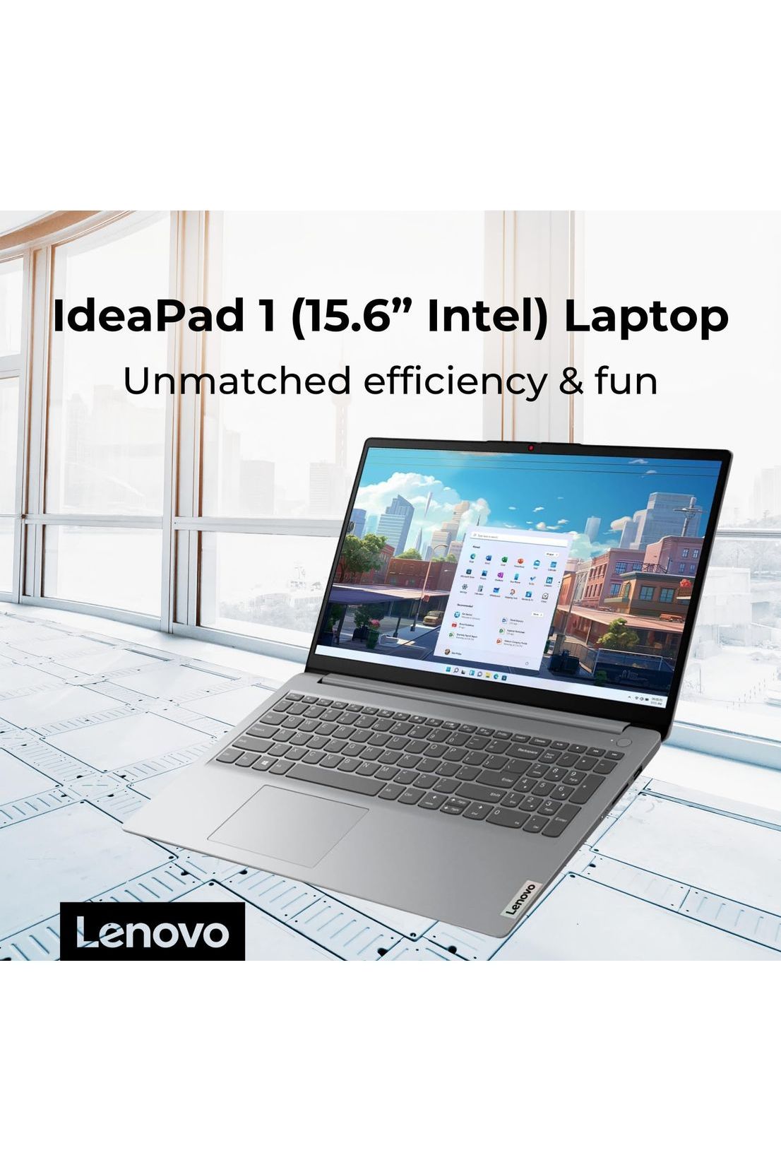Lenovo IdeaPad 1 Student Laptop, 15.6" FHD Display, Intel Dual Core Processor, 12GB RAM, 512GB SSD + 128GB eMMC
