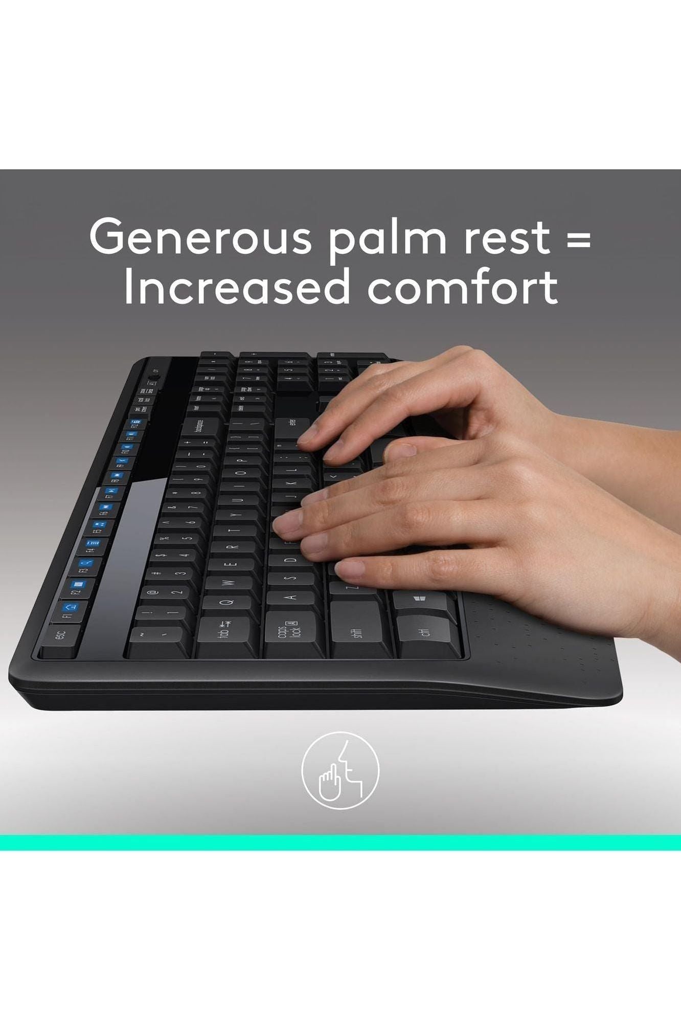 Logitech MK345 Wireless Keyboard and Mouse Combo with Palm Rest, 2.4 GHz USB Receiver