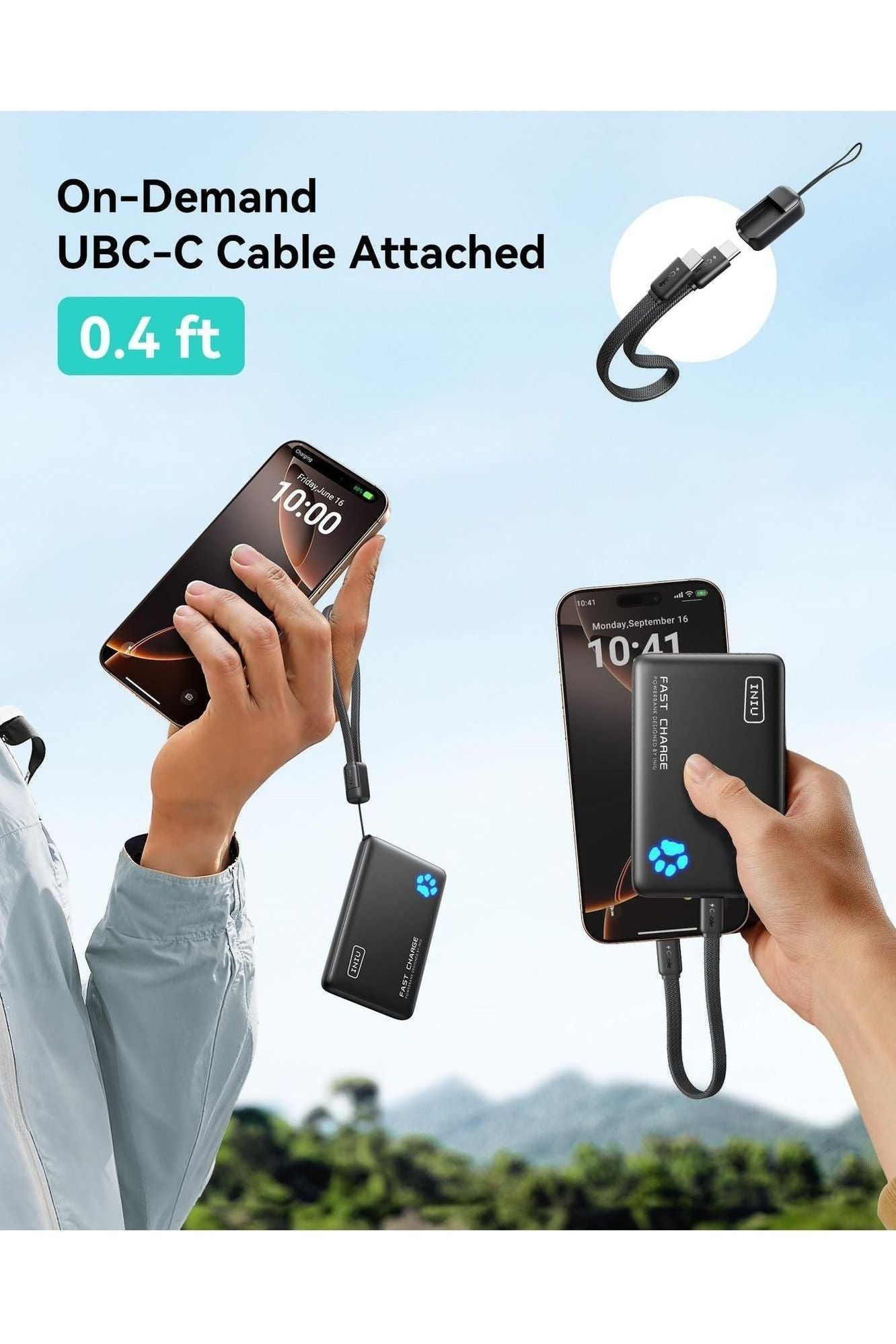 INIU Portable Charger, Lightest 10000mAh 45W PD Power Bank, USB C in&Out Fast Charging Battery Pack, External Phone Powerbank Compatible with iPhone 16 15 14 13 Samsung S22 S21 Google iPad etc