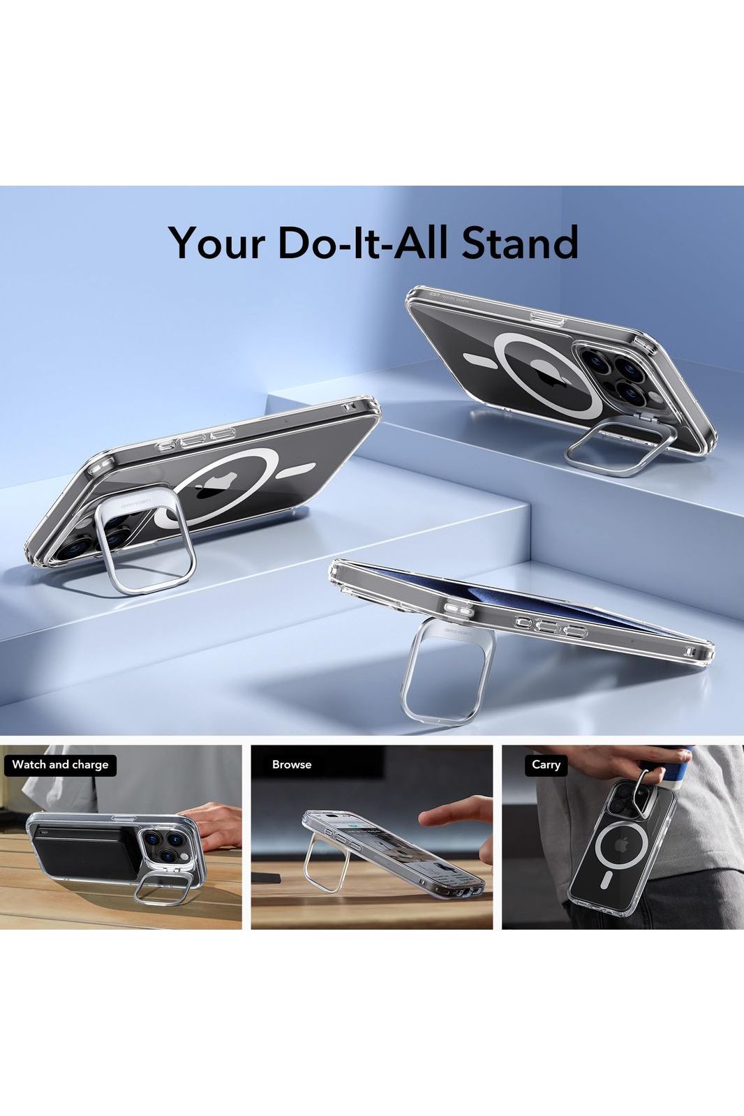 iPhone 15 Pro | Compatible with MagSafe, Military-Grade Protective Case, Built-in Stash Stand Phone Case, Scratch-Resistant Back Cover