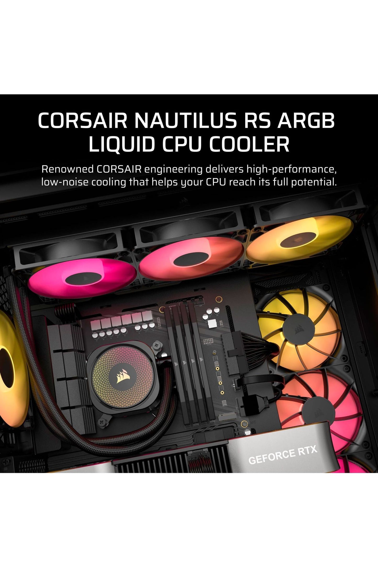 CORSAIR Nautilus 360 RS ARGB Liquid CPU Cooler – 360mm AIO – Low-Noise – Direct Motherboard Connection – Daisy-Chain – Intel LGA 1851/1700, AMD AM5/AM4 – 3X RS120 ARGB Fans Included – Black