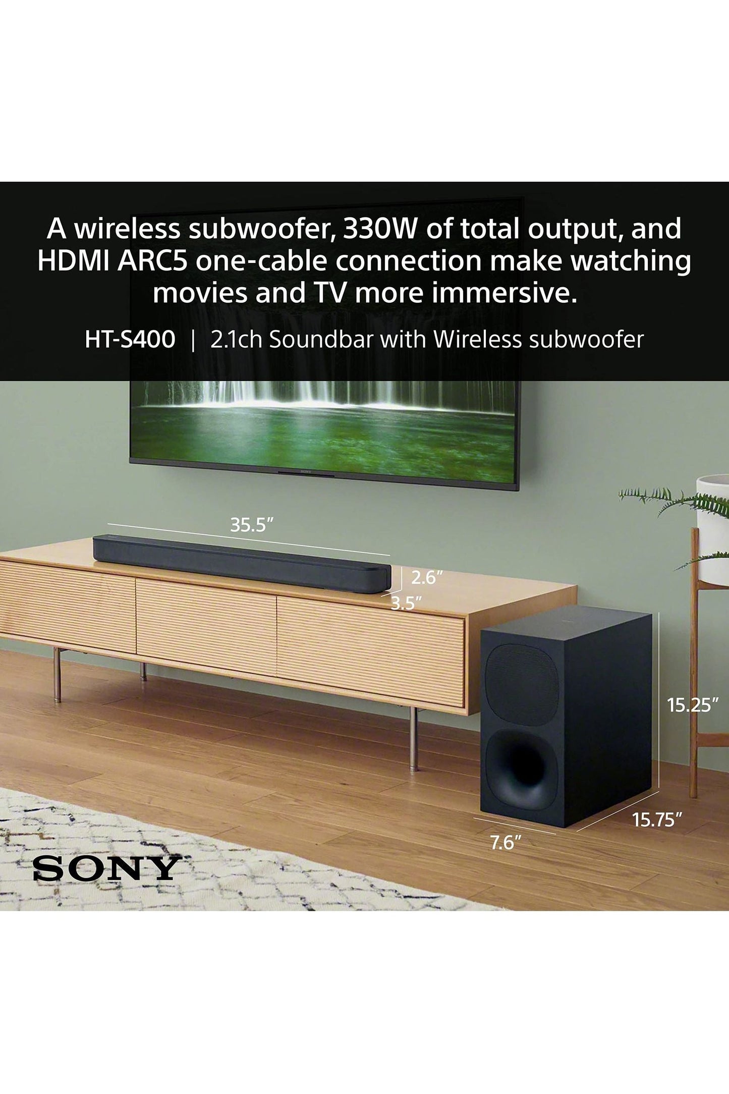 Sony 65 Inch X77L 4K HDR LED Google TV HT-S400 2.1ch Sound Bar with Wireless subwoofer