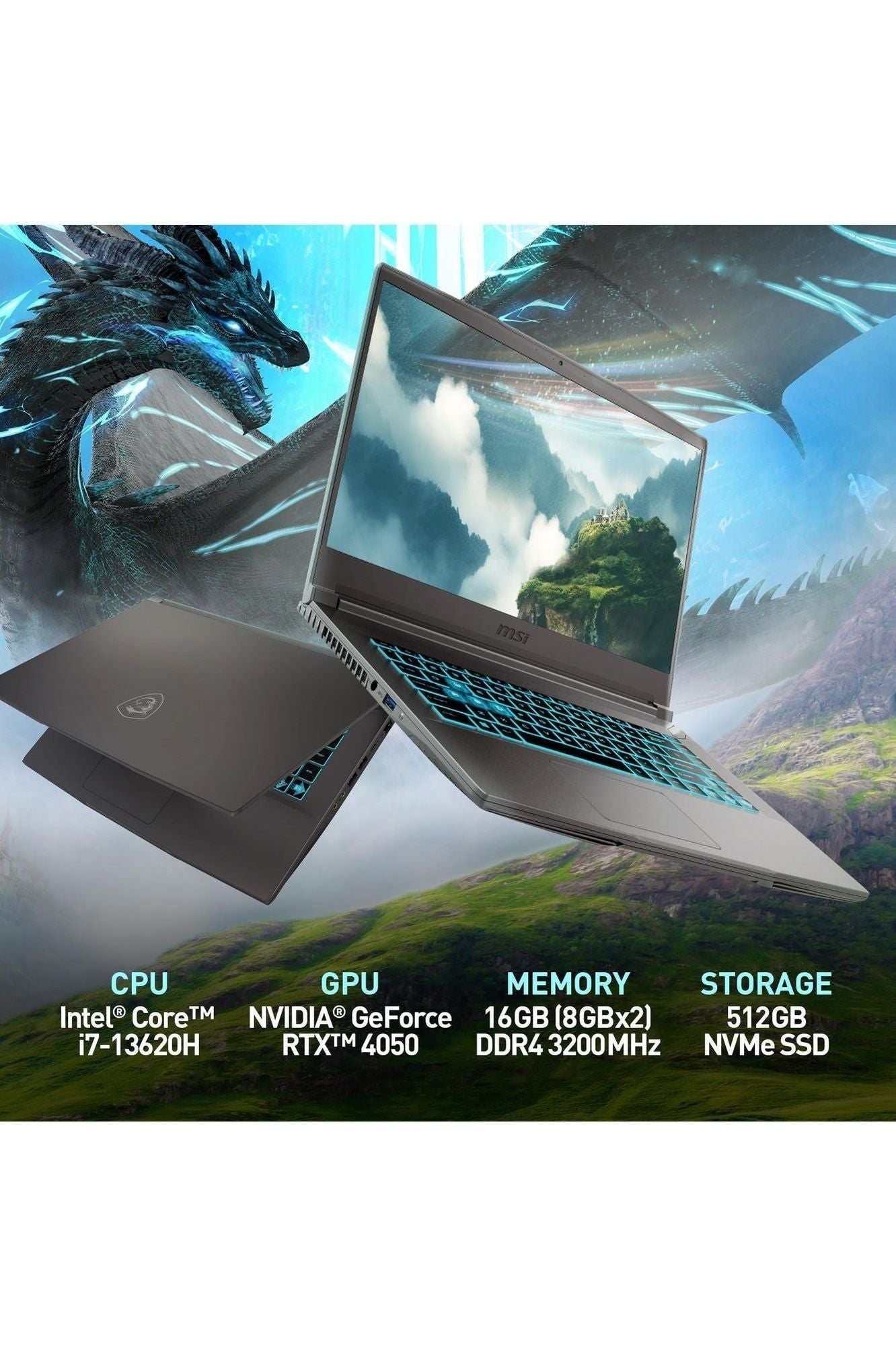 MSI Thin 15 15.6” 144Hz FHD Gaming Laptop: Intel Core i7-13620H, NVIDIA Geforce RTX 4050, 16GB DDR4, 512GB NVMe SSD