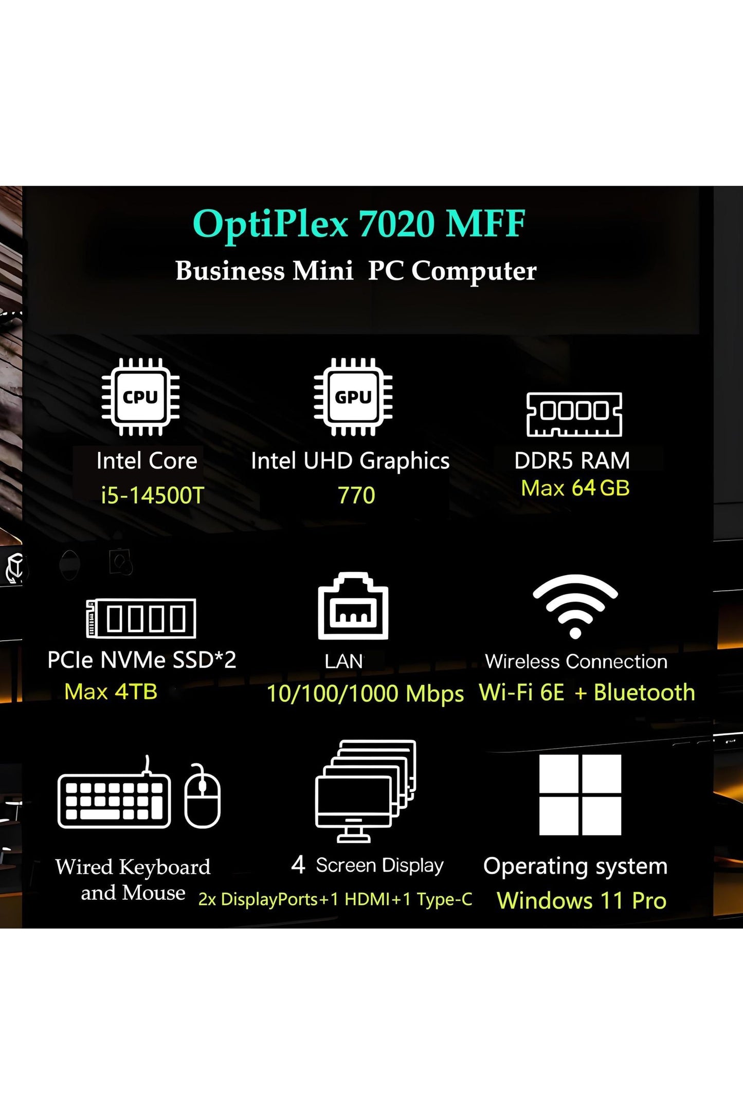 Dell OptiPlex 7020 MFF Mini Desktop, 7000 Micro Business Computer, 14th Gen Intel 14-Core i5-14500T (Beat i7-13700T), 16GB DDR5 RAM, 512GB PCIe SSD