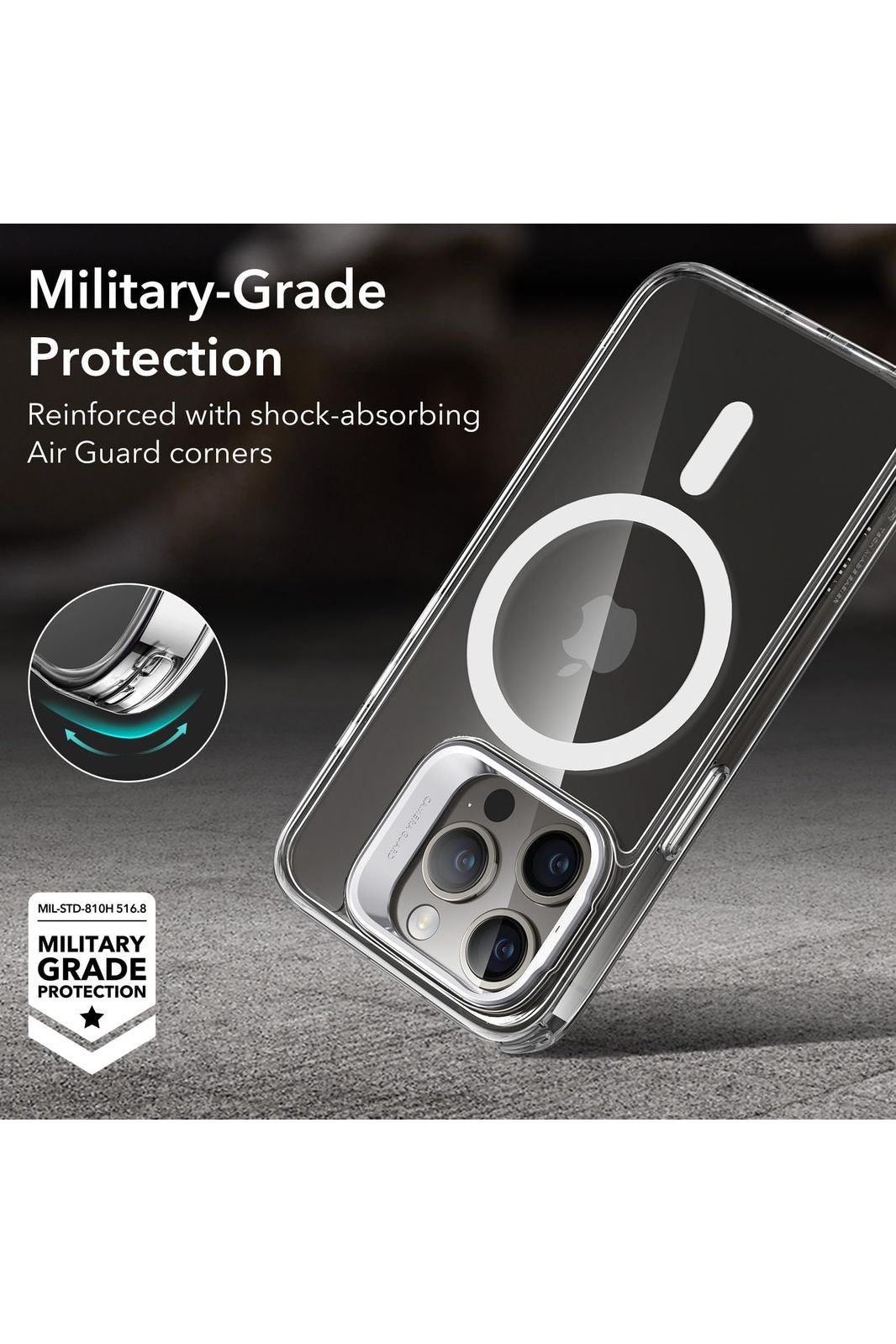 iPhone 15 Pro | Compatible with MagSafe, Military-Grade Protective Case, Built-in Stash Stand Phone Case, Scratch-Resistant Back Cover
