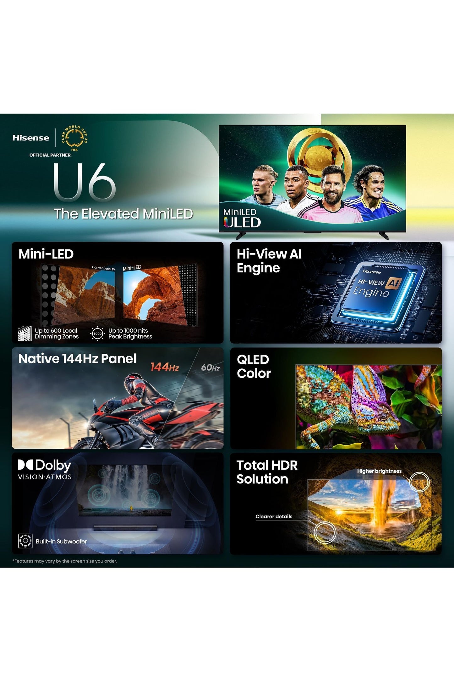 Hisense 55" Class U6 Series Mini-LED 4K UHD Smart Fire TV