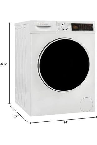 Hamilton Beach HBFW3205 Fullsize Washer-LED Digital Display Panel-5 Wash Cycles-Front Load Design-2.2 cu ft, 24 inch Wide, White