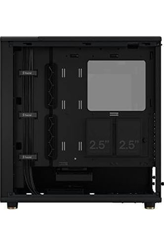 Fractal Design North Charcoal Black Tempered Glass Dark - Genuine Walnut Wood Front - Glass Side Panel - Tower PC Gaming Case