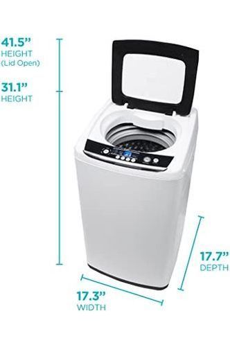BLACK+DECKER 0.9 Cu. Ft. Portable Washer, 6.6 lb. Capacity Washing Machine for Homes & Apartments, 5 Wash Cycles, Quick Connect Sink Adapter and Drain Hose Included, Transparent Lid, BPWM09W, White