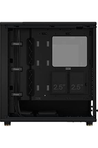 Fractal Design North Charcoal Black Tempered Glass Dark - Genuine Walnut Wood Front - Glass Side Panel - Tower PC Gaming Case