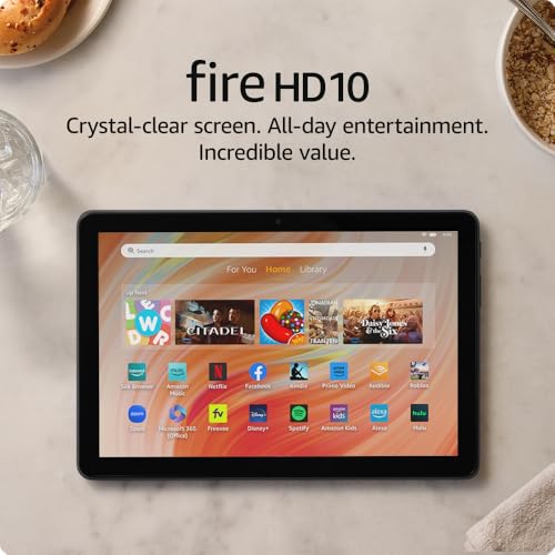 Amazon Fire HD 10 tablet, 10.1" vibrant Full HD screen, octa-core processor, 3 GB RAM, 32 GB, Black