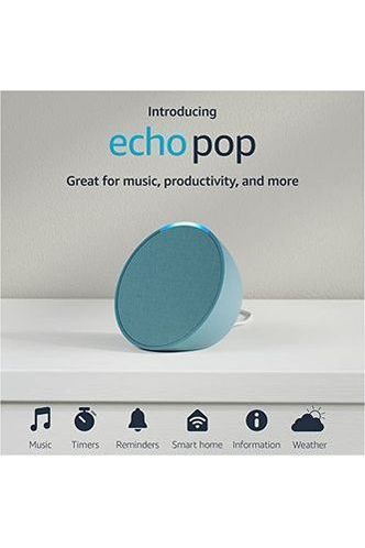 Amazon Echo Pop (newest model), Our smallest Alexa speaker, Fits in any room, Midnight Teal