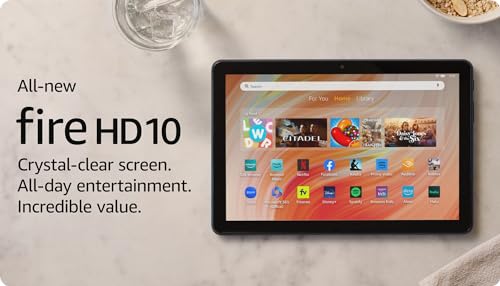 Amazon Fire HD 10 tablet, 10.1" vibrant Full HD screen, octa-core processor, 3 GB RAM, 32 GB, Black