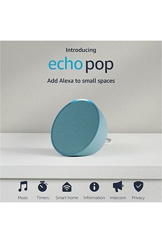 Amazon Echo Pop (newest model), Our smallest Alexa speaker, Fits in any room, Midnight Teal