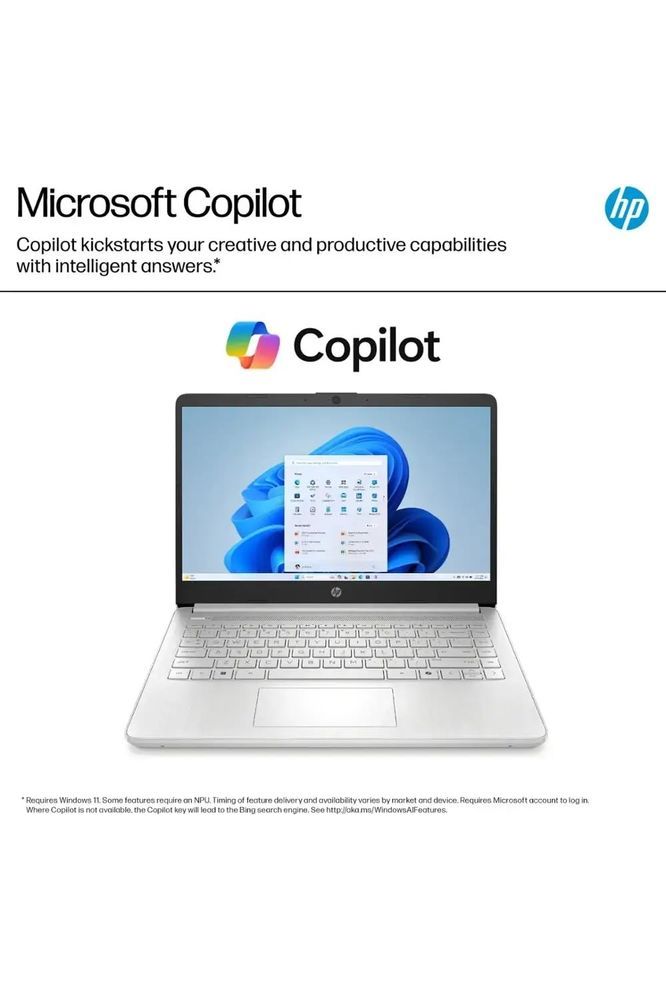 HP 14" Laptop, Copilot AI, 16GB RAM, 640GB Storage (128GB UFS with Skyerd 512GB Portable SSD), N150 4 Cores Intel Processor