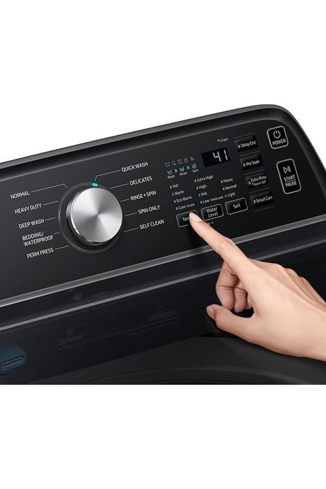 Samsung 4.7 Cu Ft Top Load Washing Machine Bundle with Built-In WaterJet Faucet, Self Clean, Low Vibration Quiet Wash, Smart Wi-Fi, Includes Hoses & 1-Year CPS Protection