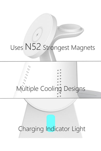 Wireless Charger Compatible with Mag-Safe,3 in 1 Charging Station for iPhone16/15/14/13/12 Series, Apple Watch,AirPods,and More,15W Fast Charging (USB-C Adapter Included)
