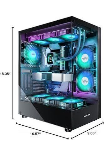 MUSETEX PC CASE ATX 6 PWM ARGB Fans Pre-Installed, Type-C Mid Tower Computer Case