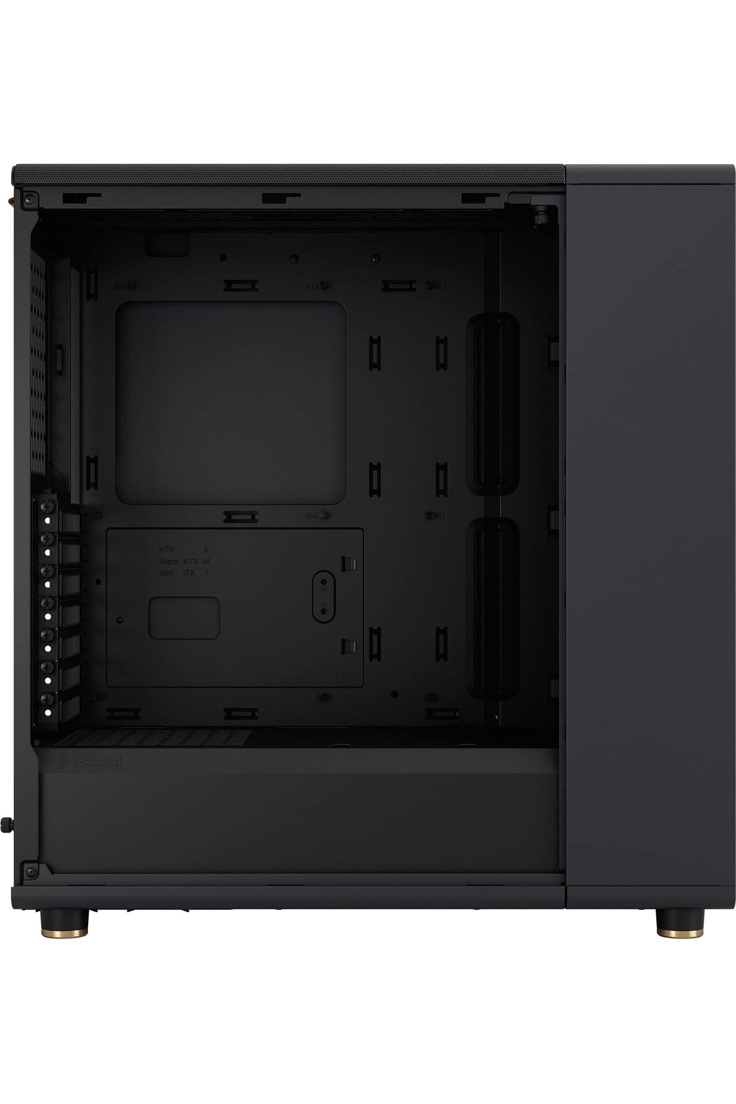 Fractal Design North Charcoal Black Tempered Glass Dark - Genuine Walnut Wood Front - Glass Side Panel - Tower PC Gaming Case
