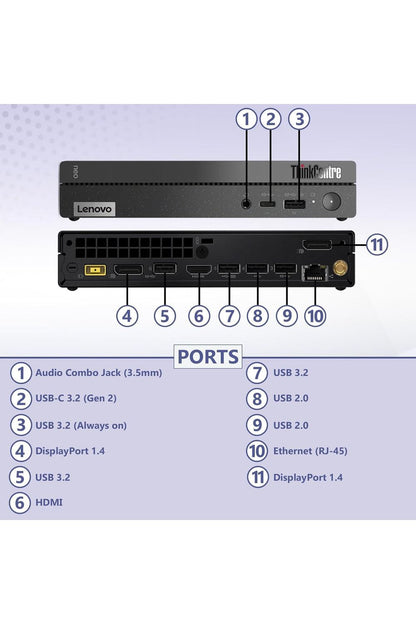 Lenovo ThinKCentre neo 50q Gen 4 Tiny 1L Business Mini Desktop Computer, 13th Gen Intel 8-Core i5-13420H (Beat i7-1355U), 16GB DDR4 RAM, 512GB PCIe SSD