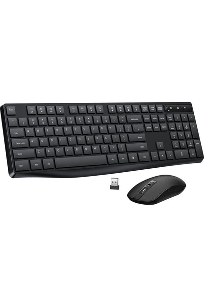 Wireless Keyboard and Mouse Combo, Lovaky 2.4G Full-Sized Ergonomic Keyboard & Mouse