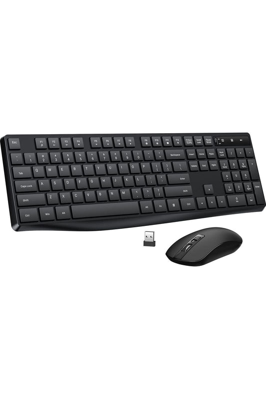 Wireless Keyboard and Mouse Combo, Lovaky 2.4G Full-Sized Ergonomic Keyboard & Mouse